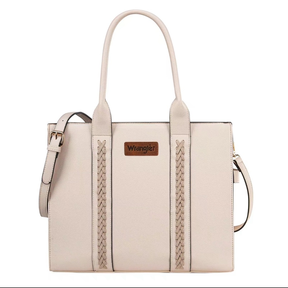 Wrangler Zipper Shoulder Tote Bag in Beige